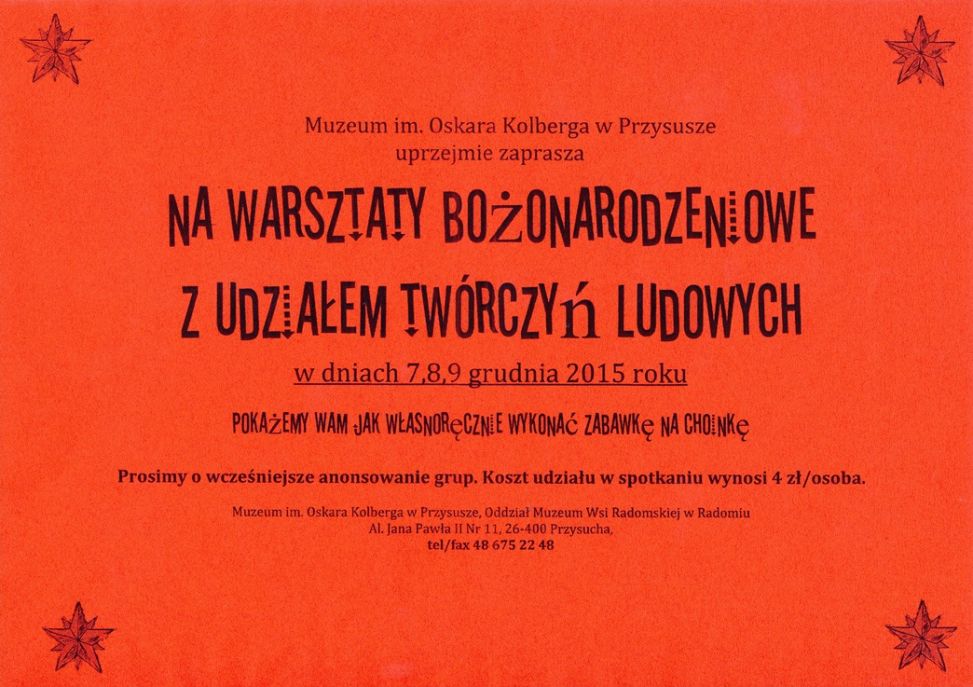 Świąteczne warsztaty w Muzeum im. Oskara Kolberga w Przysusze